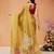 Mustard printed silk cotton ethnic saree with blouse piece