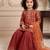 orange heavy chinon with embroidery sequnece work with digital print work - designer party wear