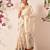Beige embroidered silk blend festive saree with blouse piece