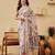 Cream printed silk blend ethnic saree with blouse piece