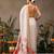 Off white printed silk blend ethnic saree with blouse piece