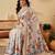 Cream printed silk blend ethnic saree with blouse piece