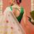 Cream printed silk blend ethnic saree with blouse piece