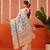 Cream printed silk blend ethnic saree with blouse piece