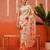 Cream printed silk blend ethnic saree with blouse piece