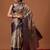 Cream printed art silk ethnic saree with blouse piece