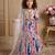 multi heavy fox georgette gown set with digital print work with dori & less - designer party wear