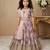 lavender heavy fox georgette gown set with digital print work with embroidered sequnce work - designer party wear