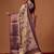 Cream printed art silk ethnic saree with blouse piece