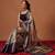 Cream printed art silk ethnic saree with blouse piece
