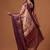 Cream printed art silk ethnic saree with blouse piece