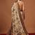 Cream printed art silk ethnic saree with blouse piece