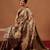Cream printed art silk ethnic saree with blouse piece