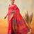 Red printed art silk ethnic saree with blouse piece