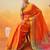 Orange plain art silk traditional saree with blouse piece