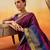 Purple plain art silk traditional saree with blouse piece
