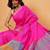 Pink plain art silk traditional saree with blouse piece