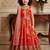 red heavy fox georgette gown set with digital print work with embroidered sequnce work - designer party wear