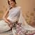 White plain cotton blend festive saree with blouse piece