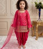 Pink heavy chinon silk salwar suit set with digital print work with embroidered sequence work