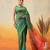 Green plain art silk traditional saree with blouse piece