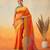 Orange plain art silk traditional saree with blouse piece