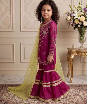 purple heavy fox georgette with embroidery sequence work - designer party wear 3
