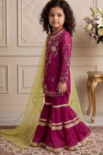 purple heavy fox georgette with embroidery sequence work - designer party wear
