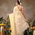 Off white woven silk blend ethnic saree with blouse piece