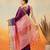 Purple plain art silk traditional saree with blouse piece