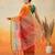 Orange plain art silk traditional saree with blouse piece