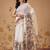 White plain cotton blend festive saree with blouse piece