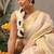 Off white woven silk blend ethnic saree with blouse piece