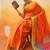 Orange plain art silk traditional saree with blouse piece