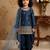 Navy blue heavy chinon silk salwar suit set with digital print work with embroidered sequence work