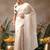 Off white woven silk blend ethnic saree with blouse piece