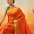 Orange plain art silk traditional saree with blouse piece