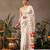 White printed silk blend ethnic saree with blouse piece
