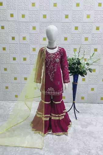purple heavy fox georgette with embroidery sequence work - designer party wear