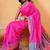 Pink plain art silk traditional saree with blouse piece