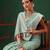 Sea green woven cotton blend traditional saree with blouse piece