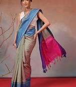 Multicolor woven art silk traditional saree with blouse piece