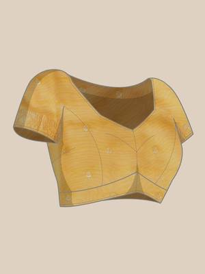 Yellow woven cotton blend traditional saree with blouse piece 5
