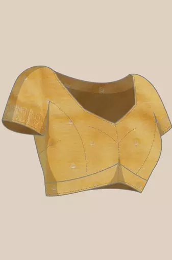 Yellow woven cotton blend traditional saree with blouse piece