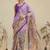 Purple printed cotton blend ethnic saree with blouse piece