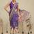 Purple printed cotton blend ethnic saree with blouse piece