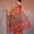 Yellow printed cotton blend ethnic saree with blouse piece