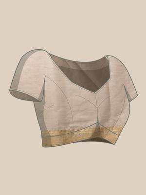 off white woven cotton blend saree with blouse 4