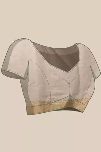 Off white woven cotton blend traditional saree with blouse piece
