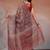 Brown printed cotton blend ethnic saree with blouse piece